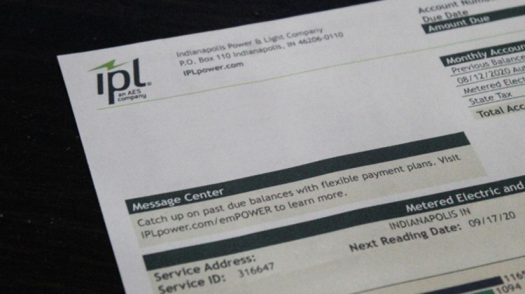 An energy bill from Indianapolis Power & Light, now known as AES Indiana. The U.S. Department of Energy’s weatherization program provides energy assessments for qualifying Hoosiers to ensure their homes are utilizing energy properly. - Lauren Chapman
/
IPB News