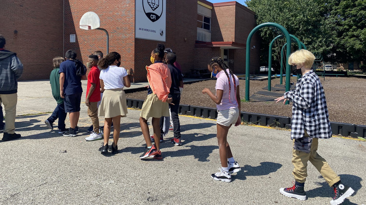 Students returned to Center for Inquiry School 2 for the first day of the 2021-2022 school year on Monday. - (Elizabeth Gabriel/WFYI)