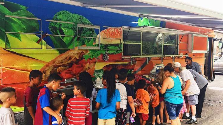 The Bus Stop Café is a completely renovated school bus built to serve 600 students at any given time. - Indianapolis Public Schools