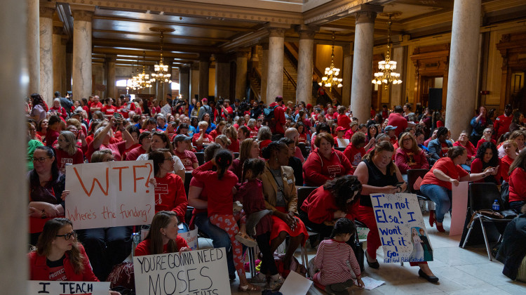 IPS, Pike educators join Statehouse protest over Indiana school tax plan