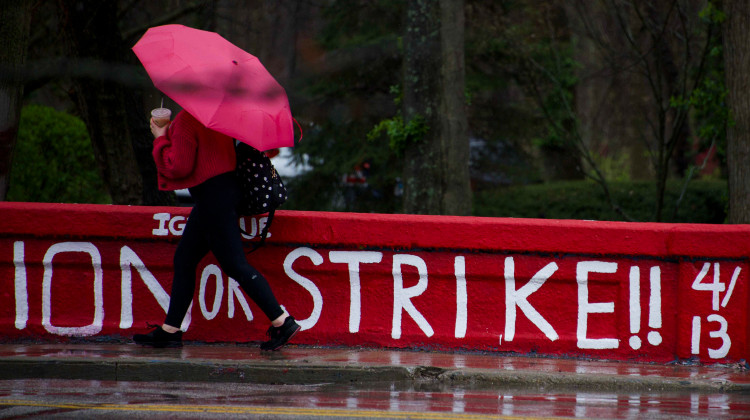 Organizers hope to have 700 people, including undergraduates and faculty, on the picket lines Thursday at multiple places on campus. In-person events were postponed Wednesday due to inclement weather. - Justin Hicks/IPB News