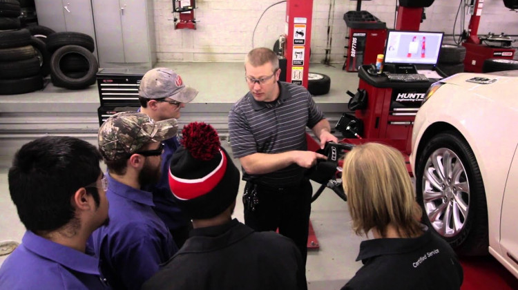 Students participate in interactive activites at Ivy Tech Community College's current Automotive Technology Center. - Courtesy of Ivy Tech