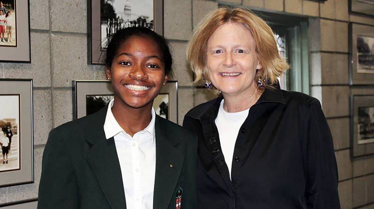 Jade Thomas, an 8th grader at St. Richard's Episcopal School, pictured with her history teacher, Andrea Neal. - Provided photo