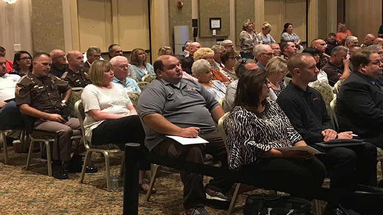 Law enforcement and community members attend the Jail Overcrowding Task Force at the French Lick Resort, Sept. 30, 2019.  - Adam Pinsker/WFIU-WTIU News