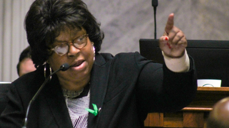 Sen. Jean Breaux (D-Indianapolis) speaks on the Senate floor against Indiana's near-total abortion ban on Aug. 5, 2022. - Brandon Smith / IPB News