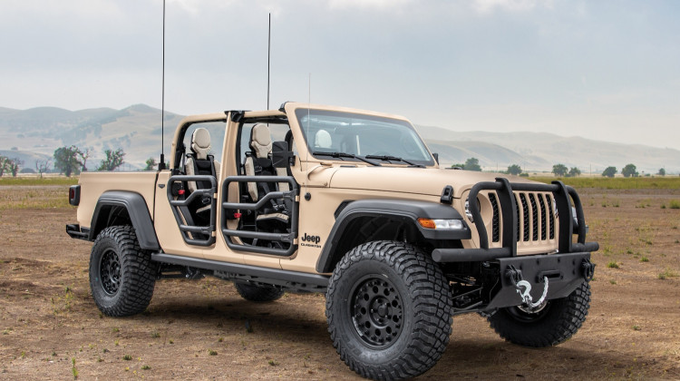 The Jeep Gladiator Extreme military-grade truck concept vehicle by AM General. - Provided by Fiat Chrysler Automobiles