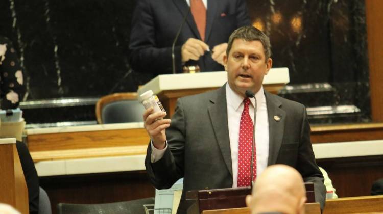 Rep. Jim Lucas (R-Seymour) speaks on the House floor about his desire to legalize medical marijuana. - Lauren Chapman/IPB News