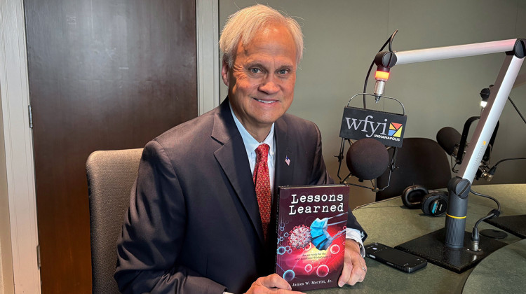James Merritt talks about his new book "Lessons Learned" at the WFYI studio March, 19, 2026. - Jill Sheridan / WFYI