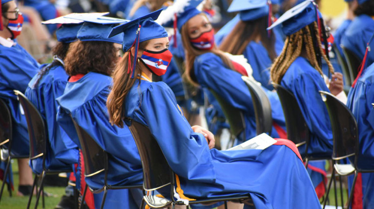 A high school graduation ceremony in South Bend, held outside due to COVID-19 safety precautions.  - Justin Hicks/IPB News