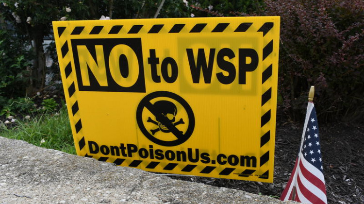 A yard sign in Logansport against the zinc oxide manufacturing plant, owned by Waelz Sustainable Products. - Justin Hicks/IPB News