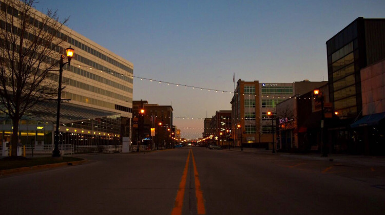 A usually busy street in downtown South Bend is empty due to the COVID-19 pandemic  - Justin Hicks/IPB News