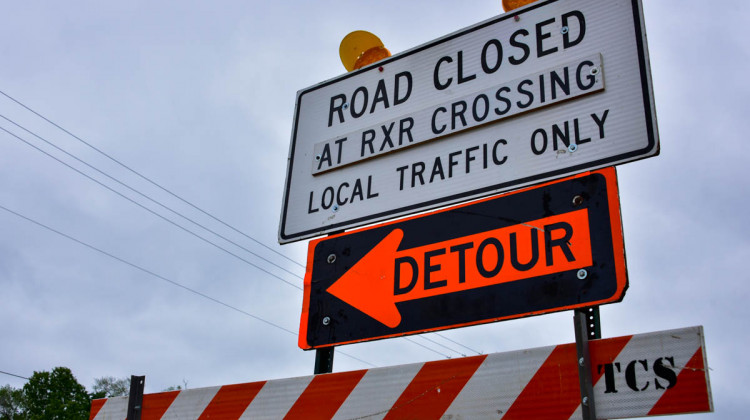 A detour warning sign for roadwork near Elkhart, Indiana.  - Justin Hicks/IPB News