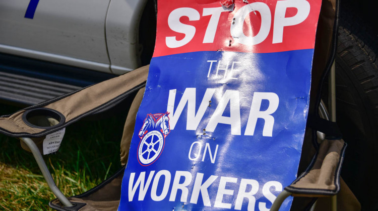 A pro-union sign during a strike in northern Indiana.  - Justin Hicks / IPB News