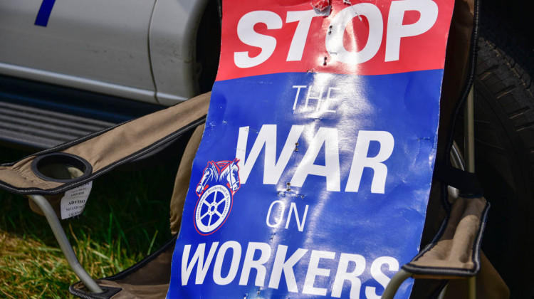 A pro-union sign at a strike in northern Indiana. - Justin Hicks/IPB News