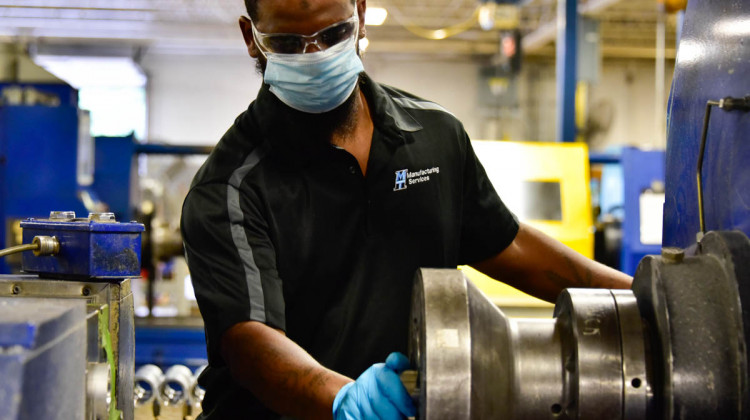A manufacturing worker in South Bend. Advanced manufacturing is one of the career paths workers can get a loan to receive short-term training in.  - Justin Hicks/IPB News
