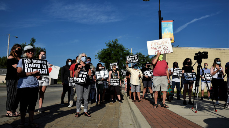 Immigration reform advocates at a rally in South Bend. - Justin Hicks/IPB News