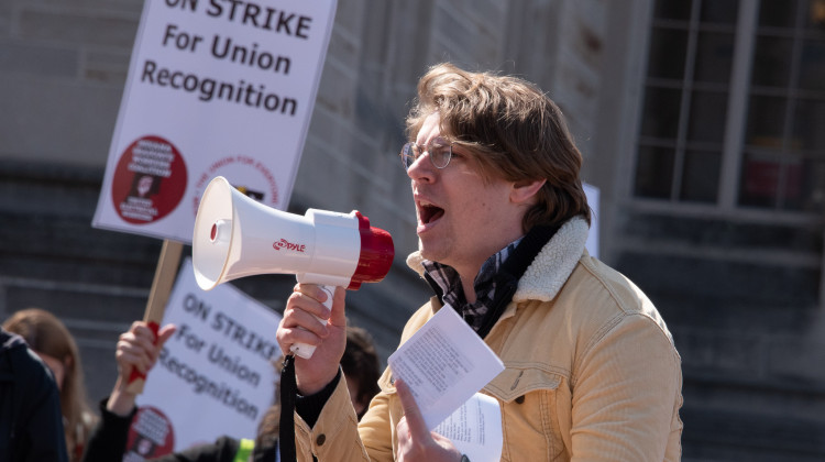 The Indiana Graduate Workers Coalition said they’ll strike for at least a week, but could extend it if a majority of the union vote in favor. - Justin Hicks/IPB News