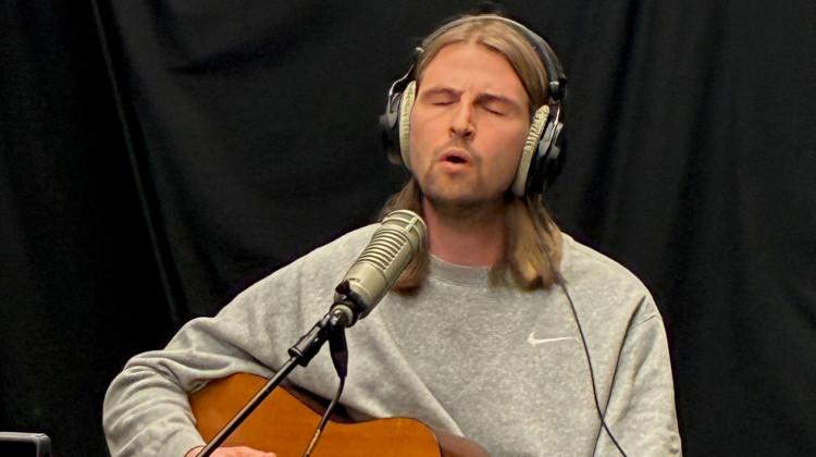 Indianapolis musician Joe Cripe during a live acoustic performance in WFYI's Small Studio. - Melissa Davis / WFYI