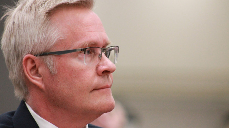 John Rust watches as the Indiana Election Commission votes to remove him from the Republican primary ballot for U.S. Senate on Tuesday, Feb. 27, 2024. - Brandon Smith/IPB News