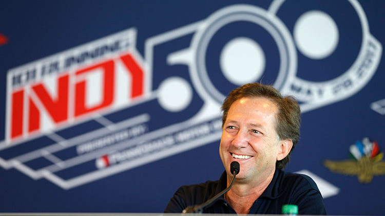 Former race car driver John Andretti speaks during a press conference at Indianapolis Motor Speedway, Thursday, May 18, 2017, in Indianapolis. - AP Photo/Michael Conroy