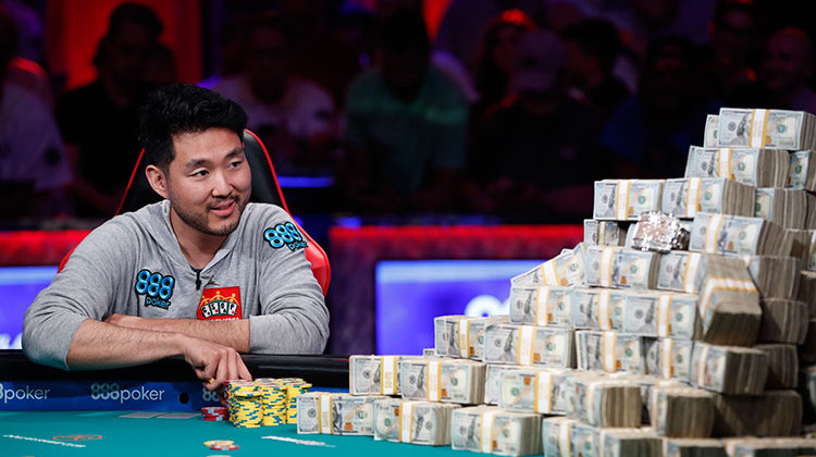 John Cynn competes during the World Series of Poker main event, Saturday, July 14, 2018, in Las Vegas.  - AP Photo/John Locher