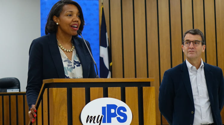 Aleeisa Johnson speaks during a press conference Friday. June 21, 2019 at the IPS Central Office.  - Emily Cox/WFYI News