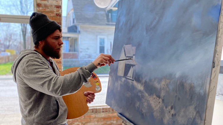 Indianapolis plein air painter Justin Vining spent the past year renovating a 10th Street building with his brother for a new gallery, with 100 new paintings for the grand opening. - Courtesy Justin Vining