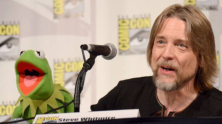 In this July 11, 2015, file photo, Kermit the Frog, left, and puppeteer Steve Whitmire attend "The Muppets" panel on day 3 of Comic-Con International in San Diego. Whitmire will no longer be performing the character.   - Tonya Wise/Invision/AP, File