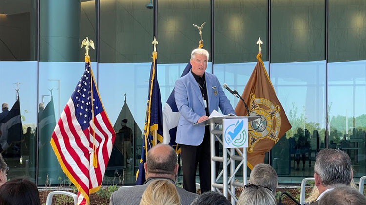 Marion County Sheriff Kerry Forestal speaks during Monday's ribbon cutting ceremony for the Community Justice Campus. - Sydney Dauphinais/WFYI