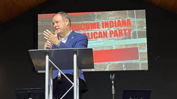 Kevin Boehnlein speaks at a Republican caucus to replace retiring Sen. Ron Grooms (R-Jeffersonville). - (Boehnlein 4 State Senate/Facebook)