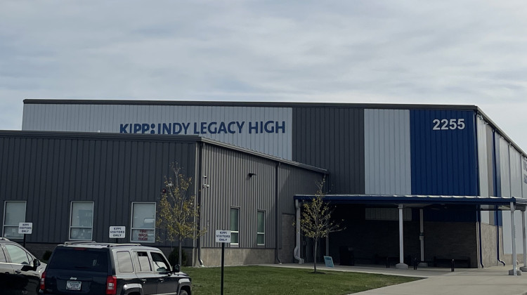 KIPP Indy Legacy High School on the 2200 block of Ralston Avenue after the fatal shooting of a teenager on the campus, Friday, Nov. 3, 2023. - Sydney Dauphinais / WFYI