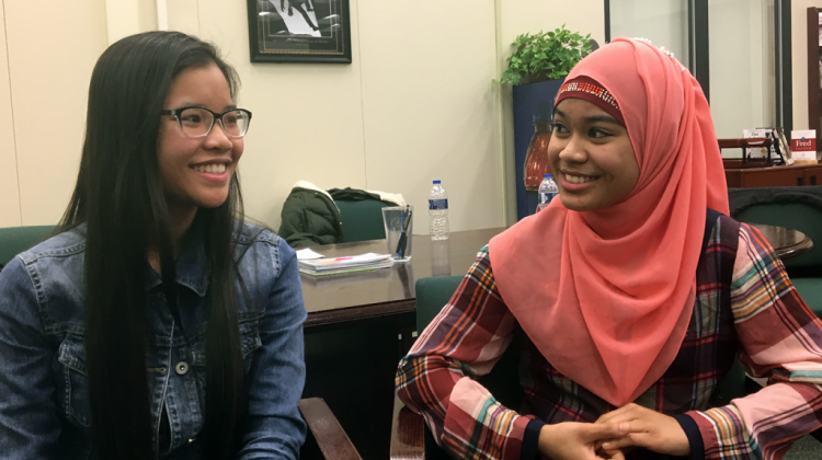 Hser Muh Htah and Na Da Laing are two Burmese refugees who attend East Allen University, a college prep public high school in Ft. Wayne. The school is located in a neighborhood where many refugee students live, meaning the school is changing its tactics to help English learners get through the program and to college.  - Claire McInerny/IPB