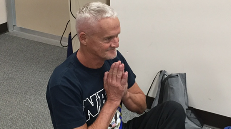 U.S. Navy veteran Larry Dodd says practicing yoga has already have positive effects on his health.  - Jill Sheridan, IPB News