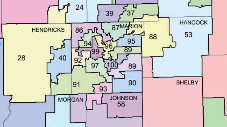 Detail of the State House districts in Central Indiana.