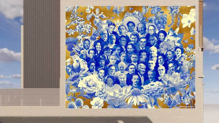 Indy’s last bicentennial mural will depict 43 Hoosiers in blue and gold