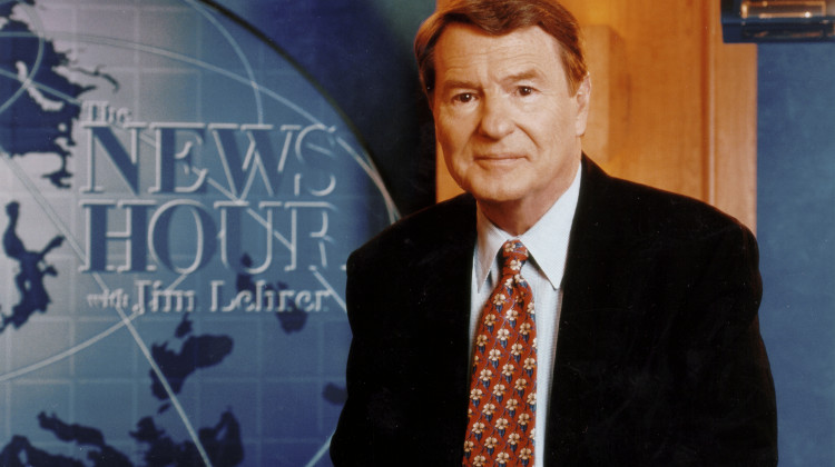 Jim Lehrer joined PBS in the 1970s and went on to moderate 12 presidential debates and write some 20 novels, three memoirs and several plays. - PBS via AP