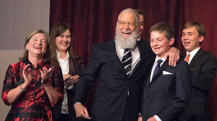 David Letterman with his son, Harry, and wife, Regina, at the Mark Twain Prize for American Humor at the Kennedy Center for the Performing Arts.  - Photo by Owen Sweeney/Invision/AP