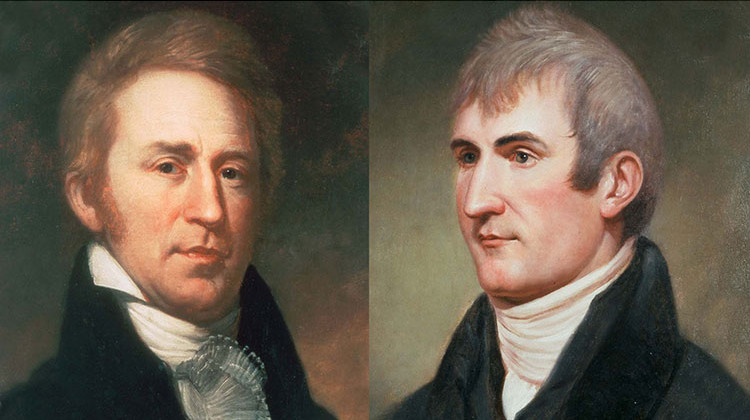 The expedition by explorers Meriwether Lewis (right) and William Clark (left) officially started in 1804, but Lewis and Clark met up a year earlier in Clarksville, Indiana, as they prepared for the journey. - Portaits painted by Charles Willson Peale/public domain