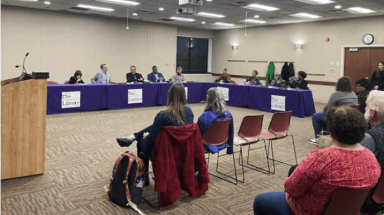 Indianapolis Public Library board members meet Dec. 8, 2022, to announce their decision to offer the library’s CEO job to Gabriel Morley. - Chloe McGowan/Indianapolis Recorder