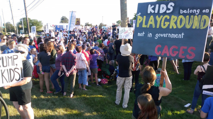 More than 150 people joined a candlelight vigil Friday. The demonstration was part of a simultaneous nationwide protest of migrant detention camps.  - (Lauren Chapman/IPB News)