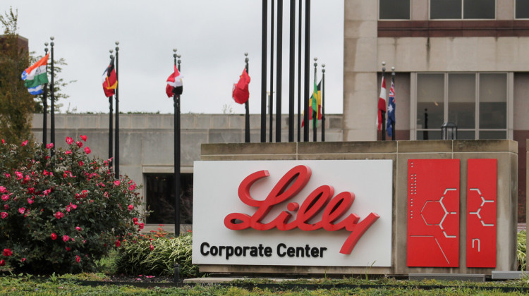 Eli Lilly's corporate headquarters in Indianapolis. The company is supplying 400,000 tablets of on its COVID-19 treatments to India.  - Lauren Chapman/IPB News
