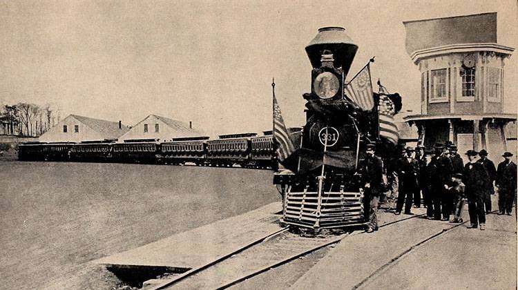 Abraham Lincoln's funeral train shown just outside Philadelphia toward the start of its 13-day, 1,600-mile journey from Washington D.C. to Springfield, Ill. in 1865. - Lincoln Financial Foundation Collection