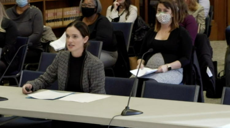 Indiana Division of Mental Health and Addiction's Madison Alton speaks to the Indiana Commission to Combat Drug Abuse. - (Screenshot of video meeting)