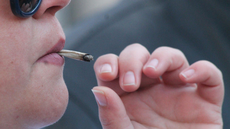 Demonstrators at the Statehouse handed out free joints and other marijuana products at the rally. - Lauren Chapman/IPB News