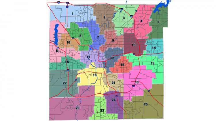 The current district map  was passed by the City-County Council on December 19, 2011 and signed on Jan. 1, 2012. - in.gov