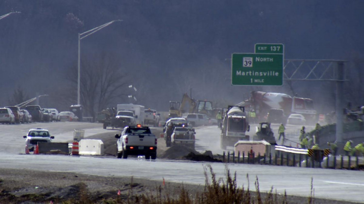 To save a year of construction work, INDOT closed a five-mile stretch of SR 37 in Martinsville and diverted traffic through the city. - Devan Ridgway/WTIU-WFIU News