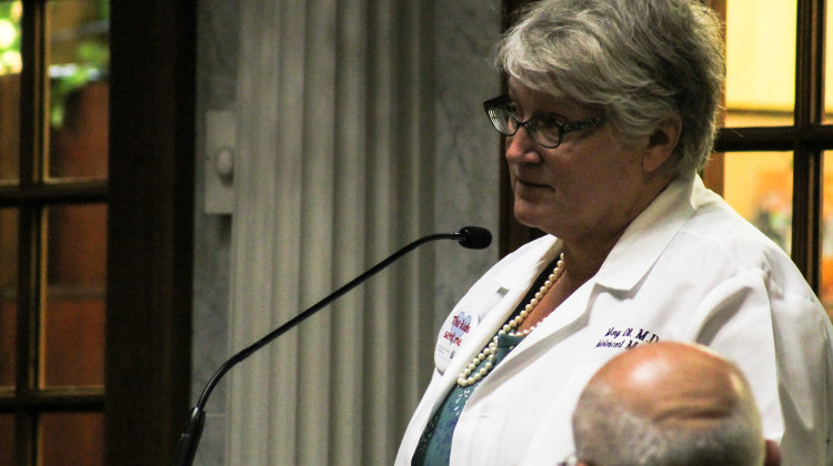 Almost every major medical provider organization in Indiana opposes a proposed bill that would ban abortion, with few exceptions. Dr. Mary Ott, a pediatrician, represented the American Academy of Pediatrics in her testimony in a state Senate committee hearing on July 25, 2022.  - Brandon Smith/IPB News