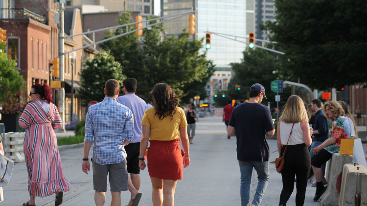 Indianapolis shut down Mass Ave. to allow restaurants to extend outdoor seating into the street. - Lauren Chapman/IPB News