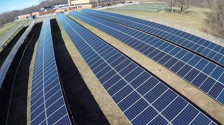 Solar array at Krueger Middle School in Michigan City.  - Barbara Anguiano/WVPE