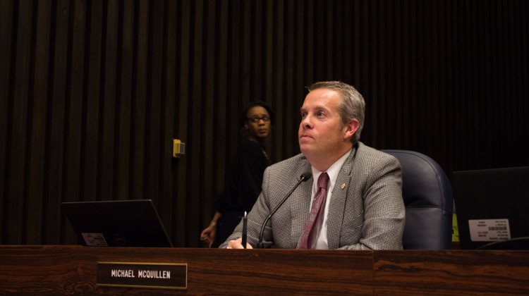 Republican Minority Leader Michael McQuillen, who authored the ordinance, voted to take it off the agenda moments before its final vote. - Drew Daudelin/WFYI